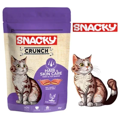 تشويقي اسنکي گربه Snacky  مراقبت پوست و مو 60 گرمي بنفش