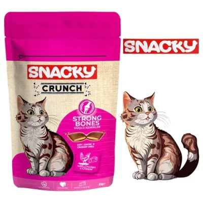 تشويقي اسنکي گربه Snacky    تقويت استخوان 60 گرمي صورتي