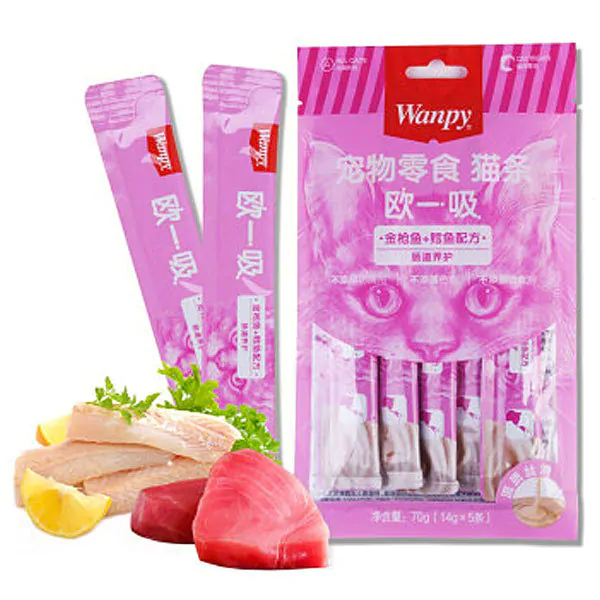 بستنی گربه ونپی چینی با طعم ماهی تن و ماهی کاد14 گرمی wanpy