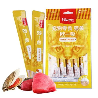 بستنی گربه ونپی چینی با طعم ماهی تن و صدف 14 گرمی wanpy
