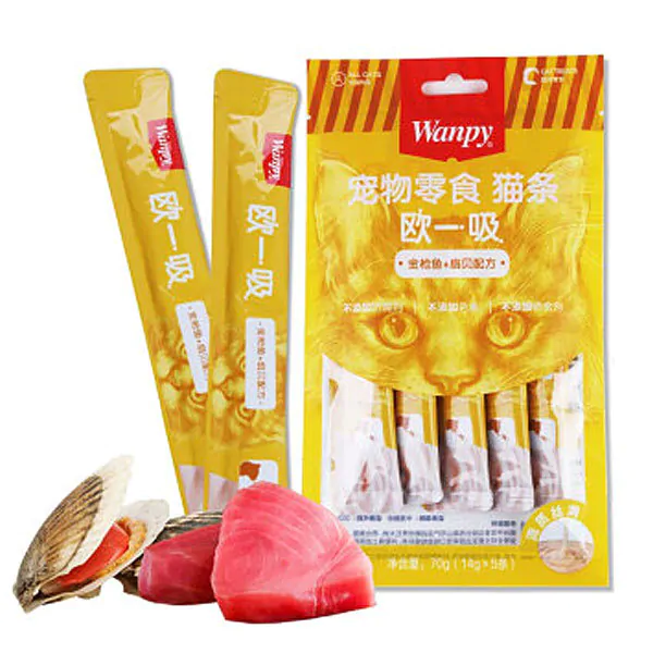 بستنی گربه ونپی چینی با طعم ماهی تن و صدف 14 گرمی wanpy
