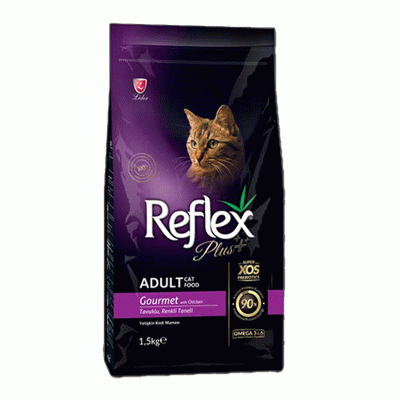 غذای خشک گربه 500 گرمی رفلکس پلاس گورمت مناسب برای گربه های بد غذا Reflex Plus Gourmet