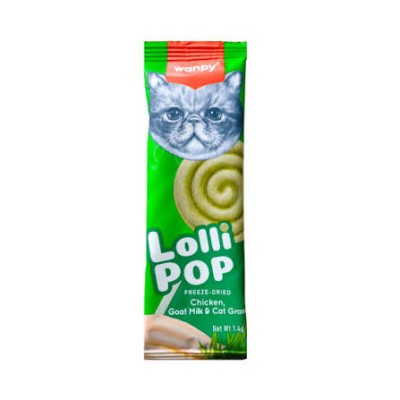 تشویقی ابنبات گربه ونپی طعم مرغ و شیر بز و علف گربه