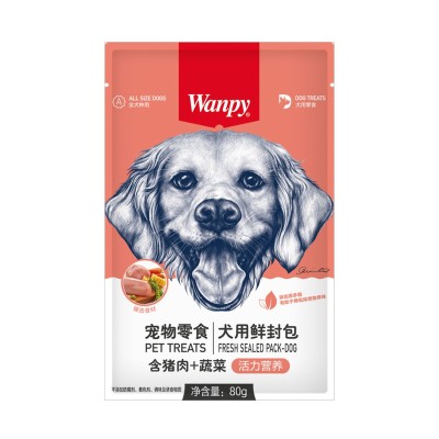 پوچ سگ ونپی طعم گوشت خوک و سبزیجات 80 گرمی Wanpy