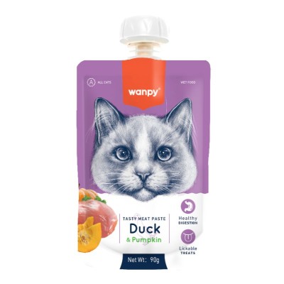 پودینگ اروپایی گربه ونپی طعم اردک و کدو 90 گرمی Wanpy